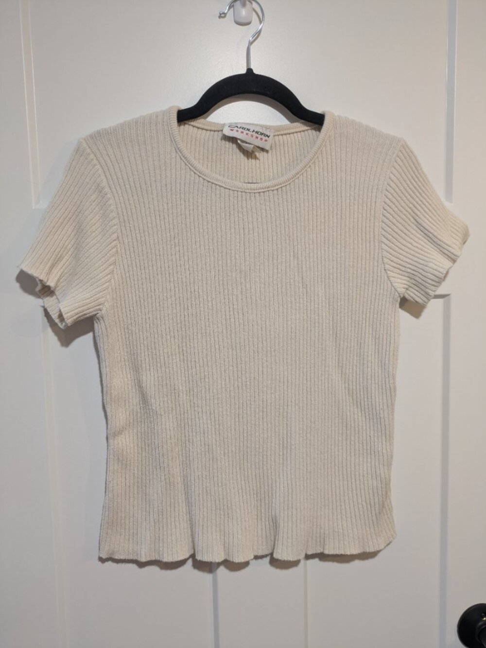 Authentic 90s Vintage Carol Horn Workshop USA-Made Ribbed Knit Top | Size L